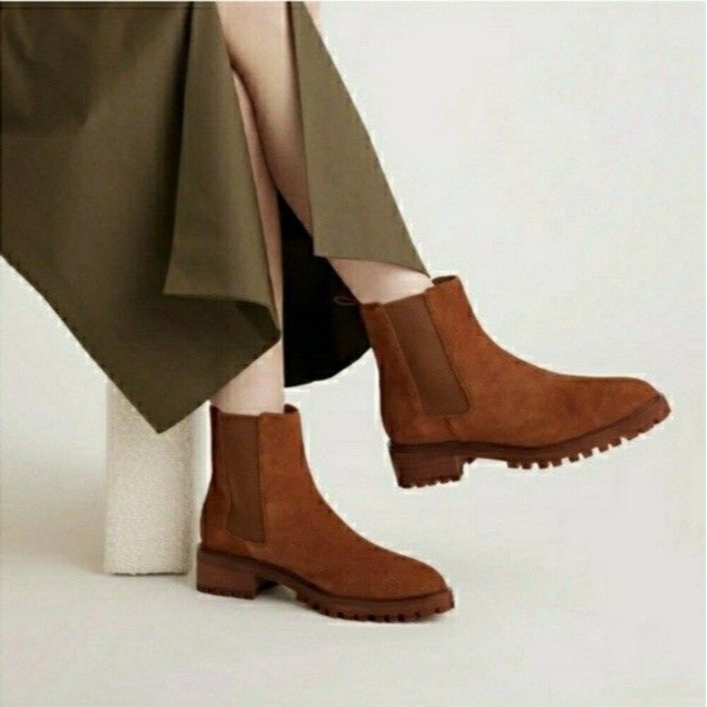 Quince Suede Chelsea Boots 8 Women’s Cinnamon Brown Boho Classic